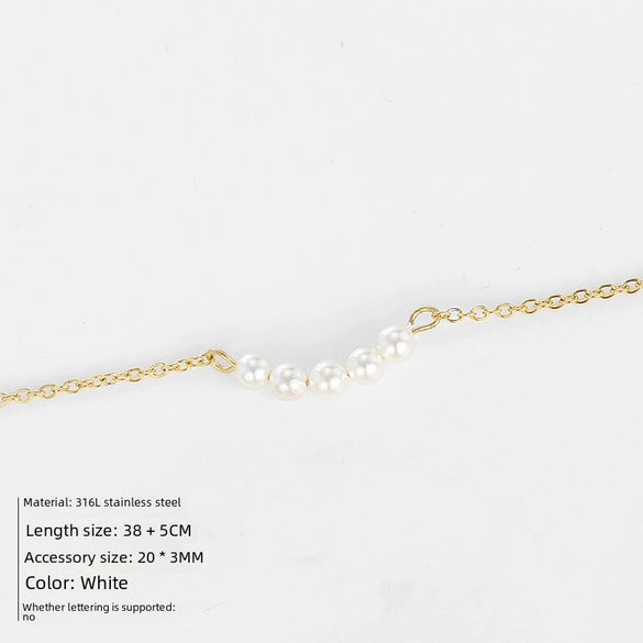 Women's Short Pearl Necklace Simple Allmatch Nonfading Stainless Steel Titanium Steel Clavicle Chain Electroplating Geometry Style Thin Chain