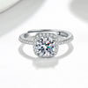 Women's Silver Adjustable Open Ring With Square Geometric High Carbon Stone Micro Set Electroplated Finish