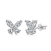 Women's 925 Silver Butterfly Earrings With Diamond Zircon Electroplated