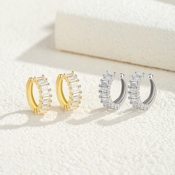 Women's 925 Silver Cshaped Ushape Geometric Electroplated Earbone Clip Earrings