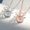 Women's 925 Silver Deer Pendant Necklace With Zircon Electroplated Cross Chain Fashion Clavicle Necklace Gift