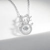 Women's 925 Silver Deer Pendant Necklace With Zircon Electroplated Cross Chain Fashion Clavicle Necklace Gift