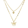 Women's 925 Silver Double Butterfly Necklace With Cross Chain Electroplated Fresh Style Pendant