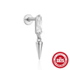 Women's Silver Flat Bottom Internal Thread Piercing Cartilage Ear Stud With Love Butterfly Stacked Design And Flower Pattern Electroplated