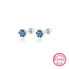 Women's 925 Silver Flower Inlaid Colorful Zircon Electroplated Earrings