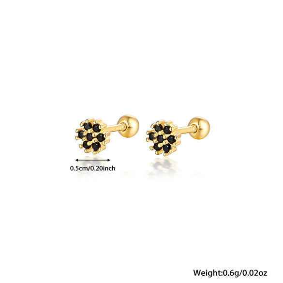 Women's 925 Silver Flower Inlaid Colorful Zircon Electroplated Earrings