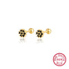 Women's 925 Silver Flower Inlaid Colorful Zircon Electroplated Earrings