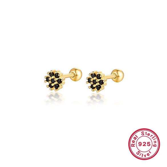 Women's 925 Silver Flower Inlaid Colorful Zircon Electroplated Earrings