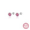 Women's 925 Silver Flower Inlaid Colorful Zircon Electroplated Earrings