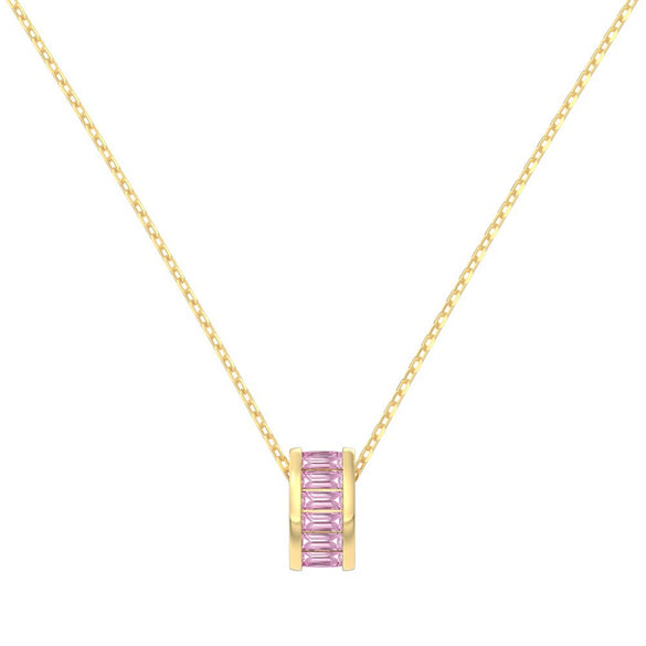Women's 925 Silver Geometric Cross Chain Clavicle Necklace With Pink Zircon Pendant And Electroplating Design