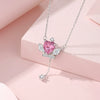 Women's 925 Silver Geometric Heart Love Crown Pendant Necklace With Tassel And Zircon