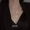 Women's Silver Geometric Imitation Pearl Pendant Necklace With Tassel Detail Cross Chain And Electroplated Light Luxury Design