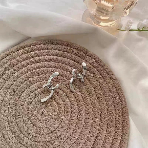 Women's 925 Silver Geometric Irregular Earrings Elegant Light Luxury Electroplated Simple Statement Jewelry