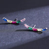 Women's 925 Silver Geometric Microinlay Niche Design Earrings