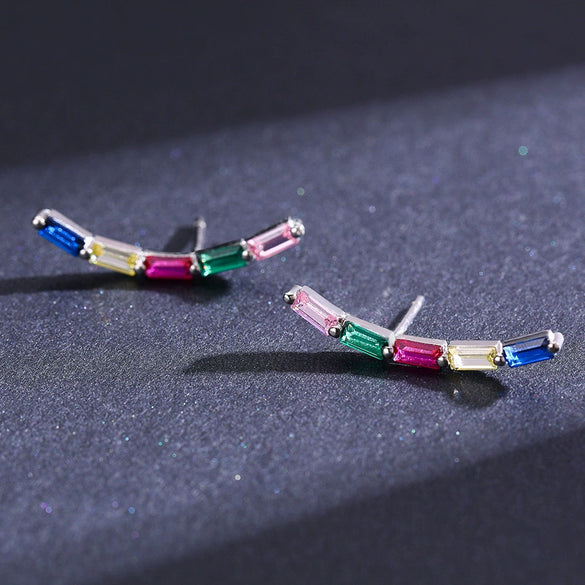 Women's 925 Silver Geometric Microinlay Niche Design Earrings