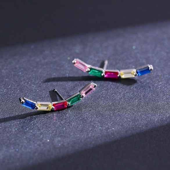 Women's 925 Silver Geometric Microinlay Niche Design Earrings
