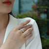 Women's 925 Silver Geometric Moissanite Ring Set With Diamonds
