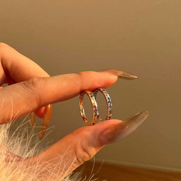 Women's 925 Silver Geometric Style Ring With Electroplating And Microinlaid Zircon Irregular Design