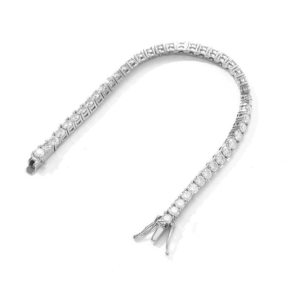 Women's 925 Silver Geometric Tennis Chain Moissanite Bracelet With Diamond Design