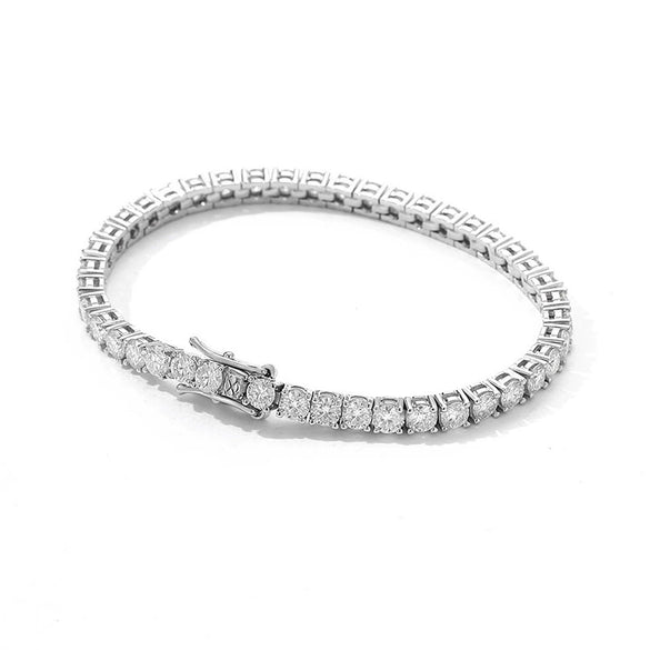 Women's 925 Silver Geometric Tennis Chain Moissanite Bracelet With Diamond Design