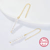 Women's 925 Silver Geometric Ushaped Natural Style Rice Beads Shell Beads Long Tassel Earrings