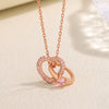 Women's 925 Silver Heart Pendant Necklace With Double Ring Cross Chain Micro Inlay Light Luxury Clavicle Chain