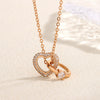 Women's 925 Silver Heart Pendant Necklace With Double Ring Cross Chain Micro Inlay Light Luxury Clavicle Chain