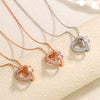 Women's 925 Silver Heart Pendant Necklace With Double Ring Cross Chain Micro Inlay Light Luxury Clavicle Chain