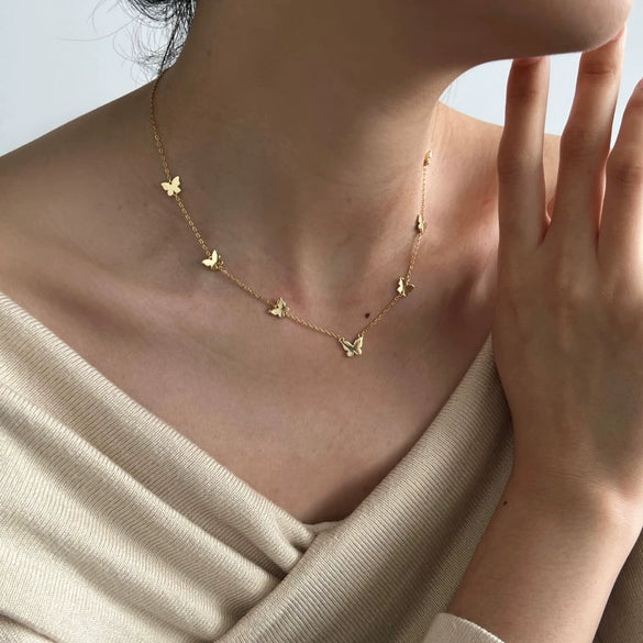 Women's 925 Silver Insectshaped Butterfly Clavicle Chain Necklace With Electroplating