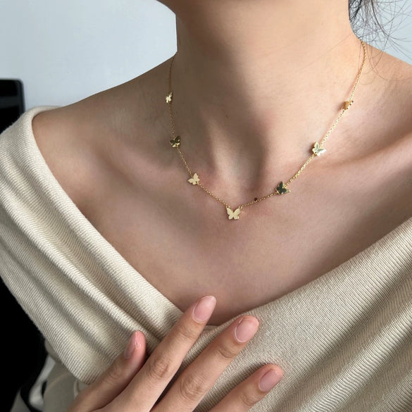 Women's 925 Silver Insectshaped Butterfly Clavicle Chain Necklace With Electroplating