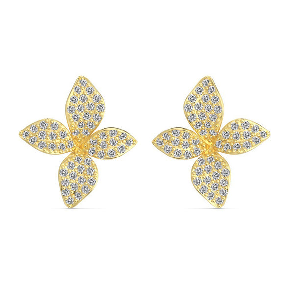 Women's 925 Silver Jewelry Set With Plants Flowers Pattern Minimalist Style Clavicle Chain Included