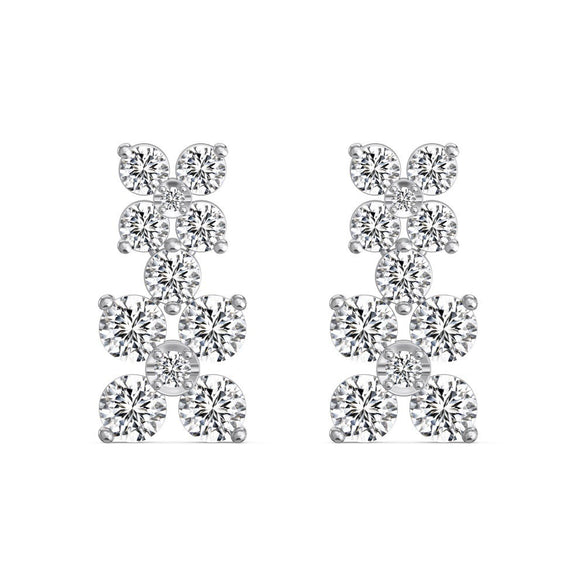 Women's 925 Silver Jewelry Set With Plants Flowers Pattern Minimalist Style Clavicle Chain Included