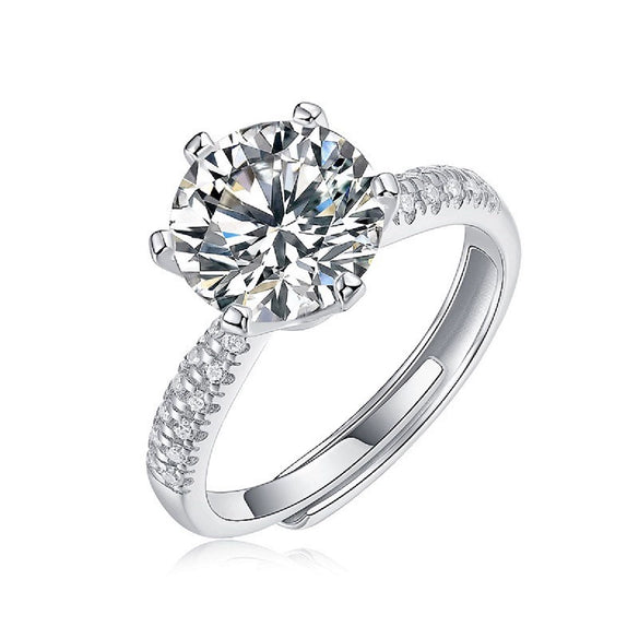 Women's 925 Silver 18K Gold Plated Round Groupset Moissanite Inlay Geometric Sweet Minimalist Ring
