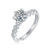 Women's 925 Silver 18K Gold Plated Round Groupset Moissanite Inlay Geometric Sweet Minimalist Ring