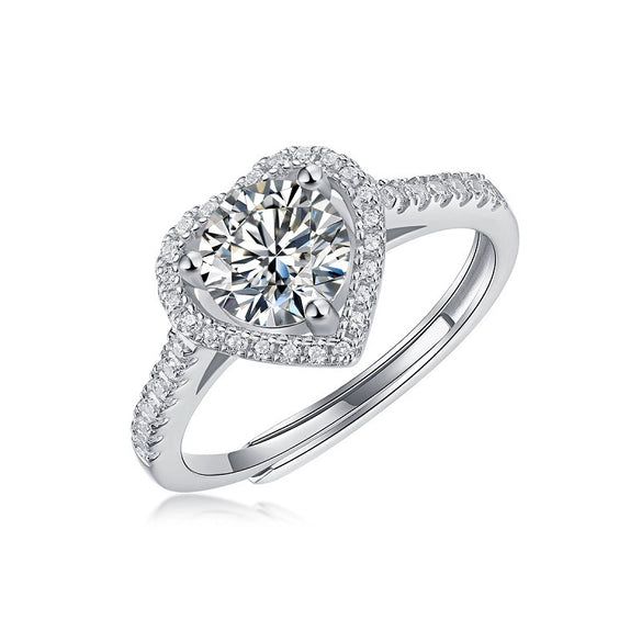 Women's 925 Silver 18K Gold Plated Round Groupset Moissanite Inlay Geometric Sweet Minimalist Ring