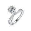 Women's 925 Silver 18K Gold Plated Round Groupset Moissanite Inlay Geometric Sweet Minimalist Ring