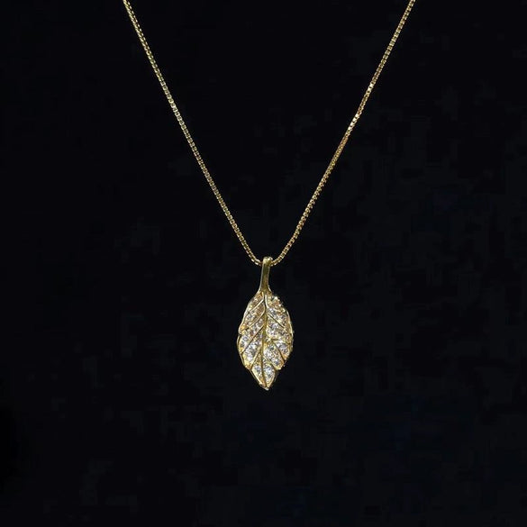 Women's 925 Silver Leaf Pendant Necklace With Box Chain Elegant Light Luxury Floral Style Jewelry