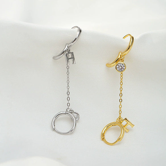 Women's Silver Letter H Double Piercing Earrings With Electroplated Finish And Minimalist Design