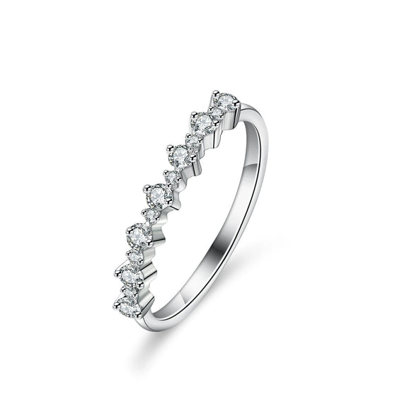 Women's 925 Silver Moissanite Ring With Flower Pattern And Diamond Inlay