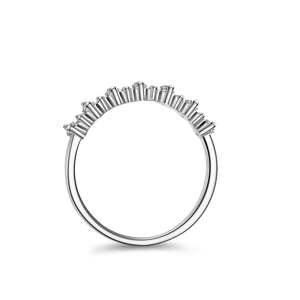 Women's 925 Silver Moissanite Ring With Flower Pattern And Diamond Inlay