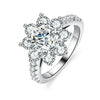 Women's Silver Moissanite Ring With Geometric Pattern And Diamond Treatment
