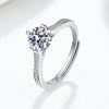 Women's 925 Silver Moissanite Ring With Six Prong Setting Geometric Straight Band Electroplated Fashion Ring
