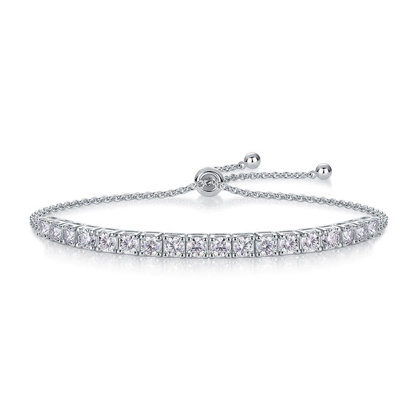 Women's 925 Silver Moissanite Tennis Bracelet Fashionable Geometric Style Set With Diamonds