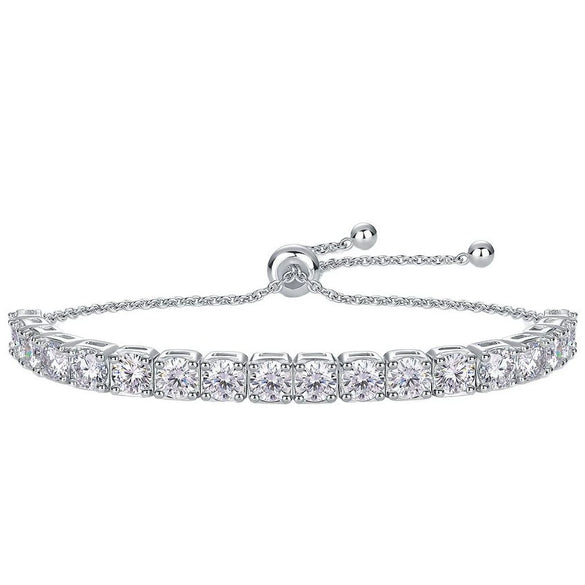 Women's 925 Silver Moissanite Tennis Bracelet Fashionable Geometric Style Set With Diamonds