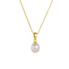 Women's 925 Silver Natural Freshwater Pearl Geometric Style Necklace With Diamond Treatment And Cross Chain