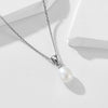 Women's 925 Silver Natural Freshwater Pearl Geometric Style Necklace With Diamond Treatment And Cross Chain