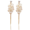 Women's Silver Needle Imitation Pearl Flower Petals Tassel Ear Studs French Retro Elegant Electroplated Earrings
