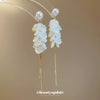 Women's Silver Needle Imitation Pearl Flower Petals Tassel Ear Studs French Retro Elegant Electroplated Earrings
