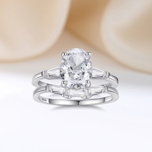 Women's 925 Silver Oval Ice Flower High Carbon Diamond Ring With Geometric And Ushape Design And Electroplating Treatment