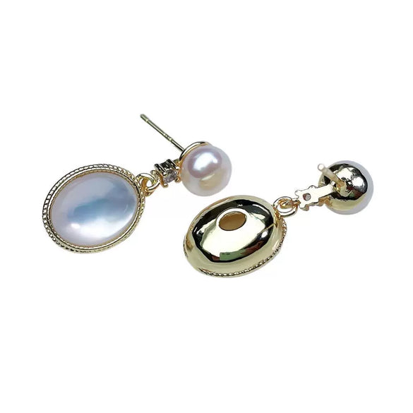 Women's 925 Silver Pearl Fourleaf Clover Earrings